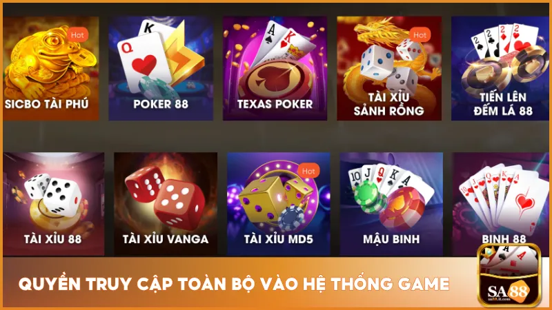 Đăng Nhập Sa88 1 Sau khi hoàn tất việc đăng nhập Sa88 bạn sẽ được tham gia tất cả trò chơi